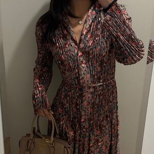 Vince Berry Blooms Pleated Dress (XS)